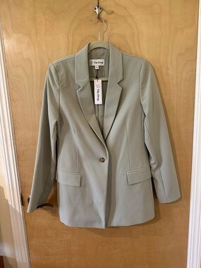 NWT The Drop Women's Single-Button Oversized Mint Green Blazer